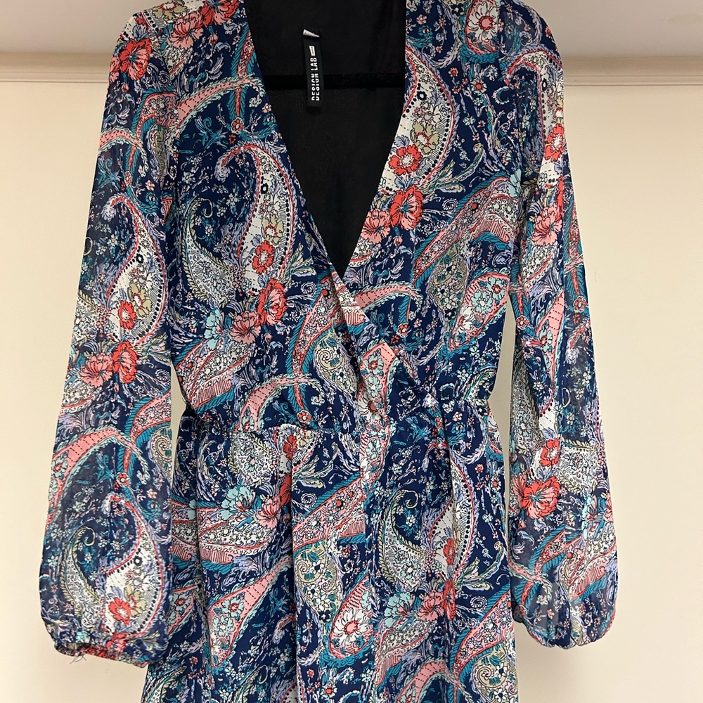 Design Lab Lord & Taylor Blue Paisley Dress